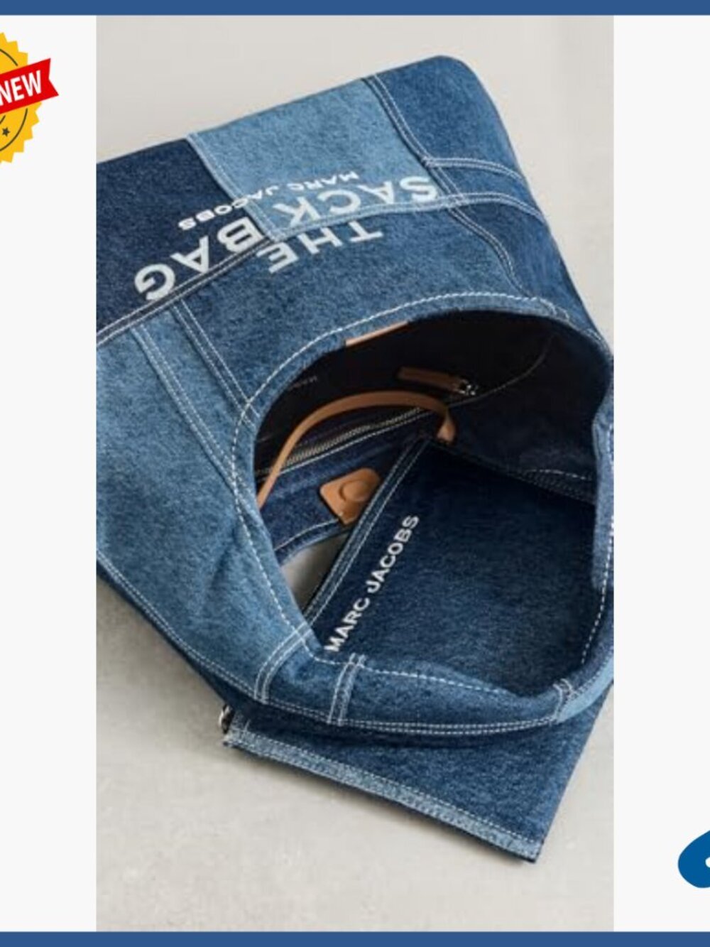 Medium Denim Shoulder Bag with Magnetic Closure, Rectangular Shape - Picture 5 of 5